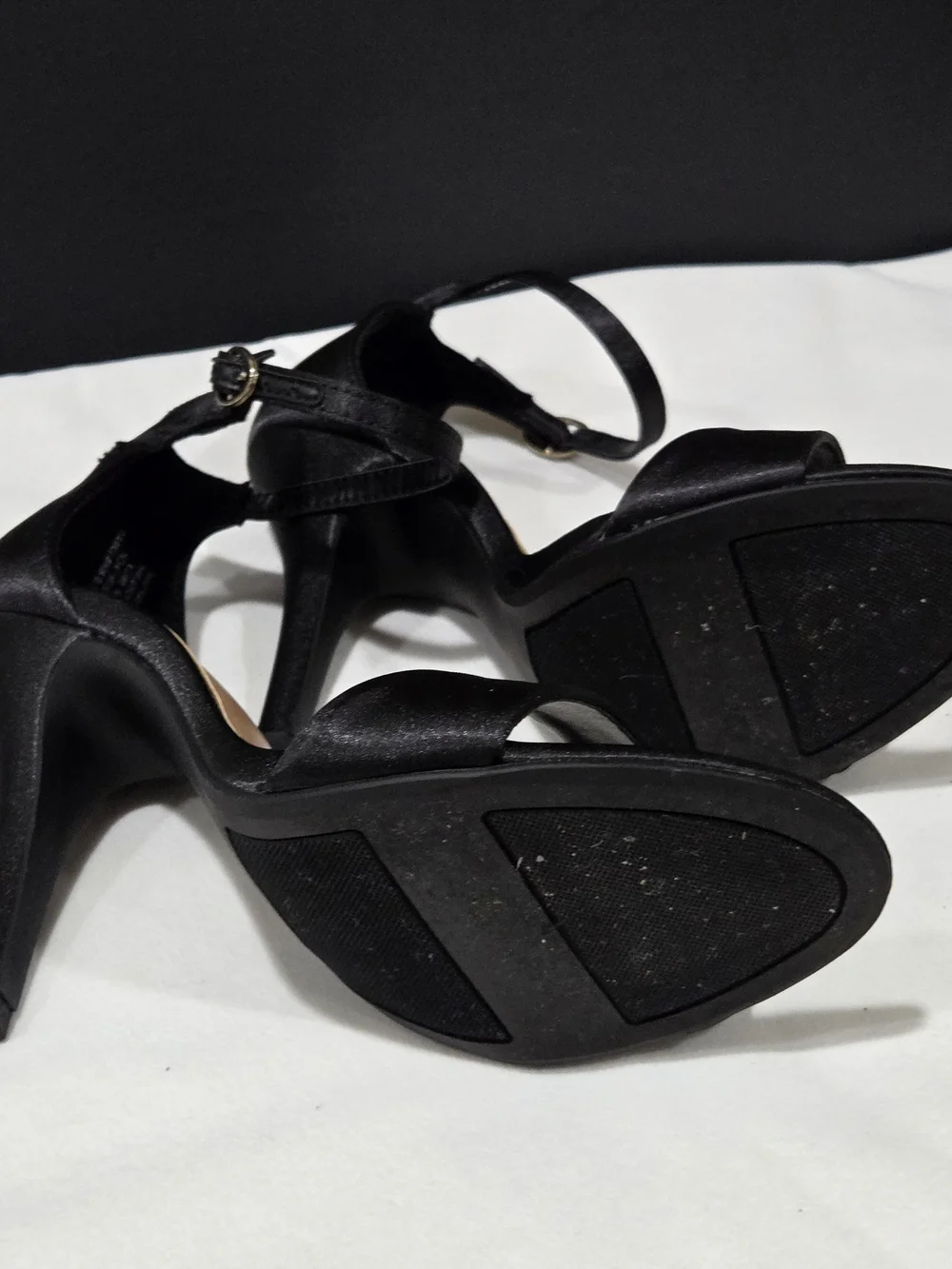 Apt. 9 Black Satin Ankle-Strap Stiletto Sandals